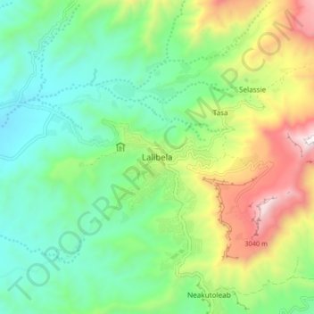 Lalibela topographic map, elevation, terrain