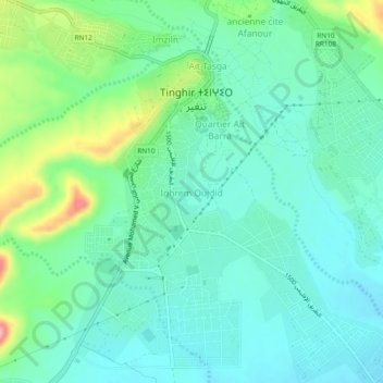 Ighrem Oujdid topographic map, elevation, terrain