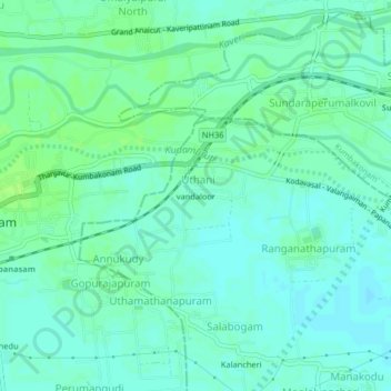 vandaloor topographic map, elevation, terrain