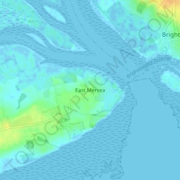 East Mersea topographic map, elevation, terrain