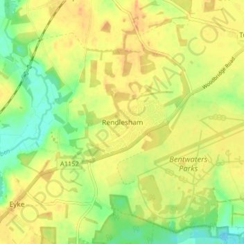 Rendlesham topographic map, elevation, terrain