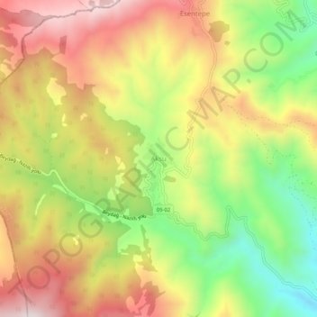 Aksu topographic map, elevation, terrain