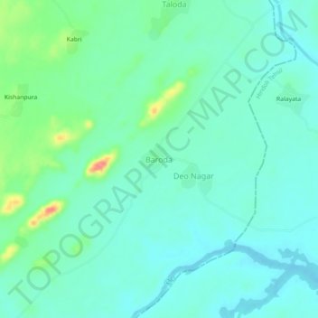 Baroda topographic map, elevation, terrain