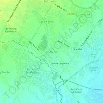 Jibao-an topographic map, elevation, terrain