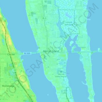 Merritt Island topographic map, elevation, terrain