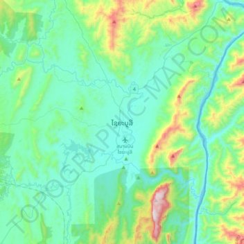 Sayaboury topographic map, elevation, terrain