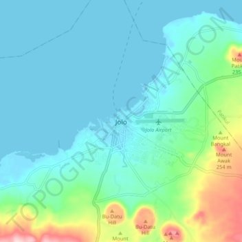 Jolo topographic map, elevation, terrain