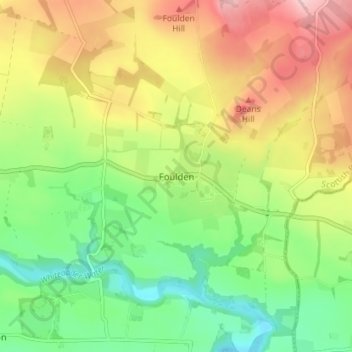 Foulden topographic map, elevation, terrain