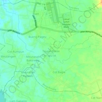 Teupin Batee topographic map, elevation, terrain