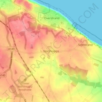 Northrepps topographic map, elevation, terrain