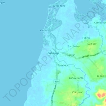 Inabanga topographic map, elevation, terrain