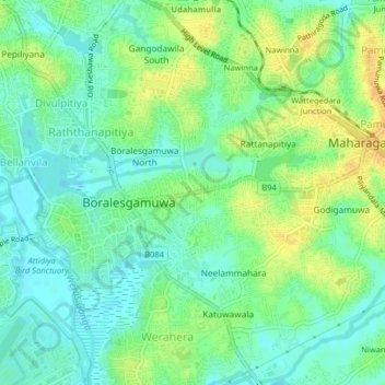 Pirivena Junction topographic map, elevation, terrain