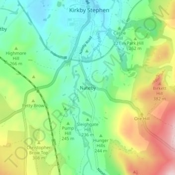 Nateby topographic map, elevation, terrain