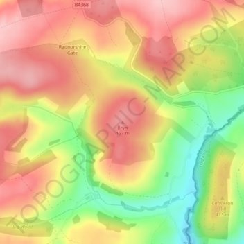 Bryn topographic map, elevation, terrain