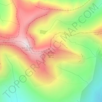 Argyll and Bute topographic map, elevation, terrain