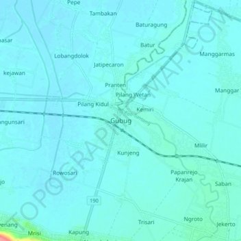 Gubug topographic map, elevation, terrain