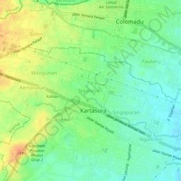 Ngabeyan topographic map, elevation, terrain