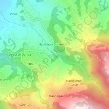 Water Bodies topographic map, elevation, terrain