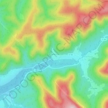 Les Noires Colas topographic map, elevation, terrain