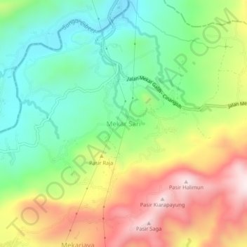 Mekar Sari topographic map, elevation, terrain