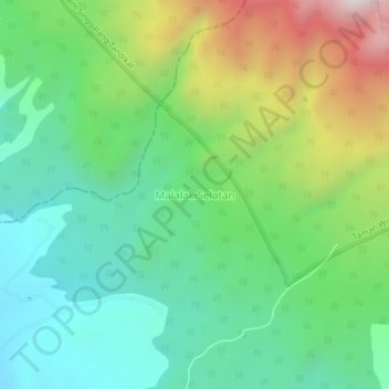 Malalak Selatan topographic map, elevation, terrain