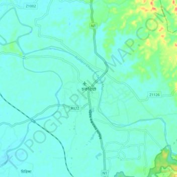 Chakaria topographic map, elevation, terrain
