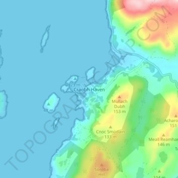 Craobh Haven topographic map, elevation, terrain