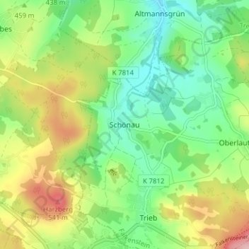 Schönau topographic map, elevation, terrain