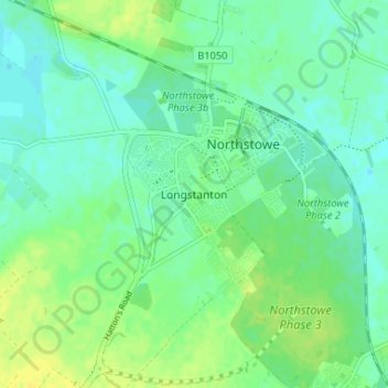 Longstanton topographic map, elevation, terrain