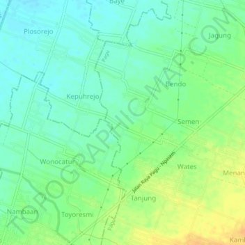 Semen topographic map, elevation, terrain