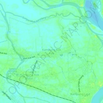 Kampung Kok Keli topographic map, elevation, terrain