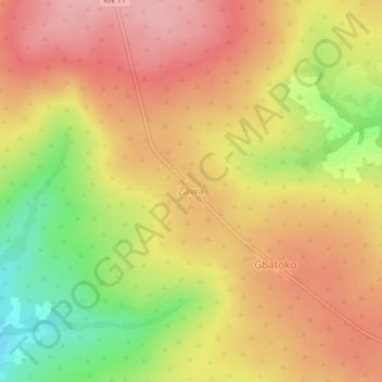 Zawa topographic map, elevation, terrain