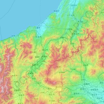 下高井郡 topographic map, elevation, terrain