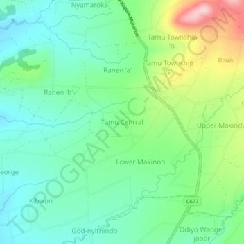 Tamu Central topographic map, elevation, terrain