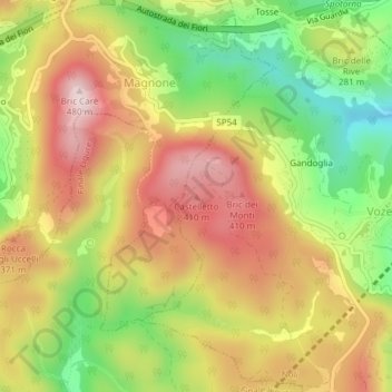 Castelletto topographic map, elevation, terrain