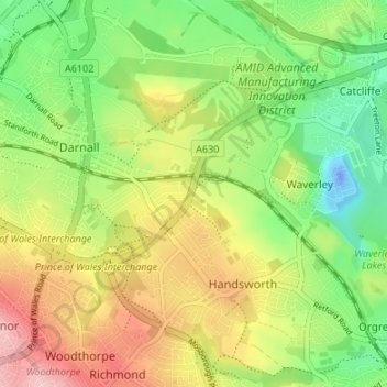 Waverley Cottages topographic map, elevation, terrain