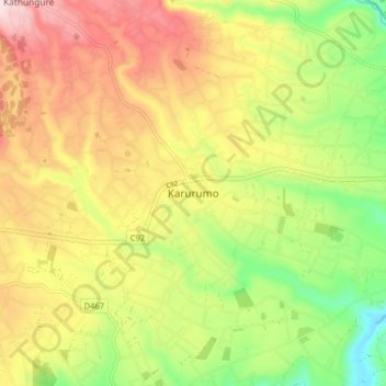 Karurumo topographic map, elevation, terrain