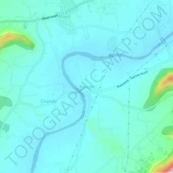 Nande topographic map, elevation, terrain