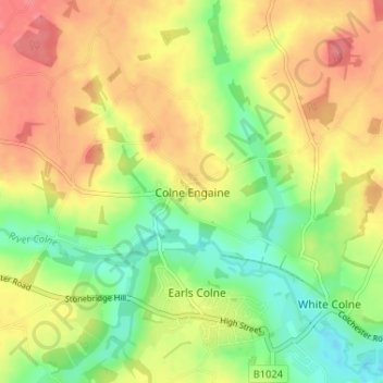 Colne Engaine topographic map, elevation, terrain