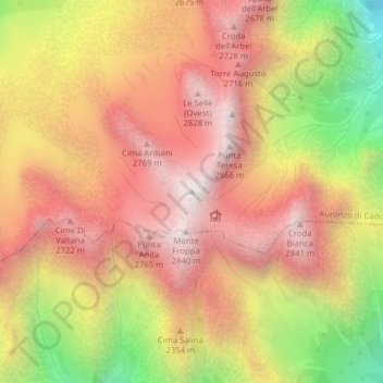 Cimon del Froppa topographic map, elevation, terrain