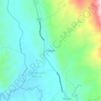 Pangyan topographic map, elevation, terrain