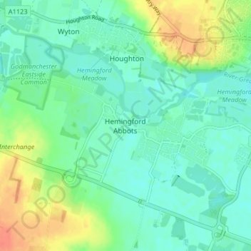 Hemingford Abbots topographic map, elevation, terrain