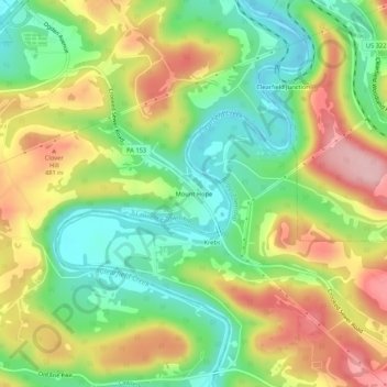 Mount Hope topographic map, elevation, terrain