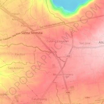 Muzon topographic map, elevation, terrain