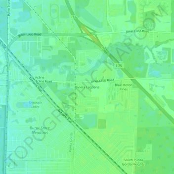 Riviera Lagoons topographic map, elevation, terrain