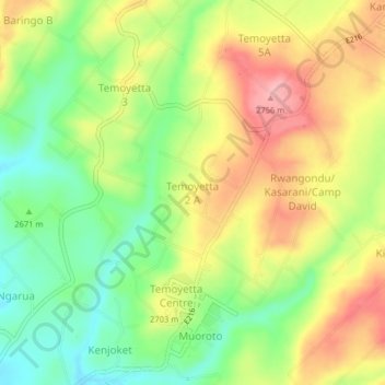 Temoyetta 2 A topographic map, elevation, terrain