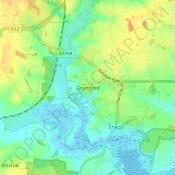 Gromford topographic map, elevation, terrain