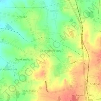 Vishvanathapura topographic map, elevation, terrain