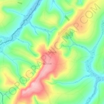 Nzove topographic map, elevation, terrain