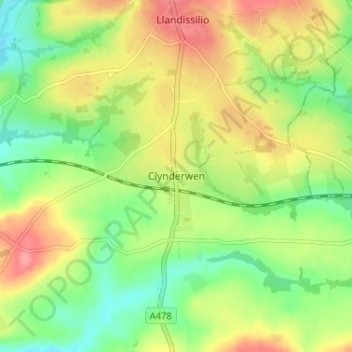 Clynderwen topographic map, elevation, terrain